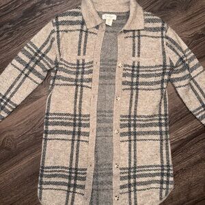 Jessica Simpson Taupe and Charcoal Knit Cardigan Sweater